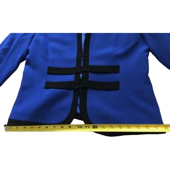 Vintage Zelda Womens Contrast Trim Tailored Blazer Jacket Blue Black 12 Large L - Picture 11 of 13